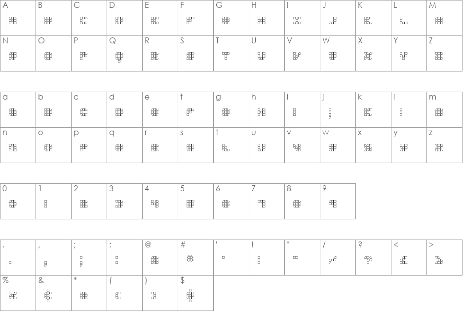 Konector Eerie BRK font character map preview