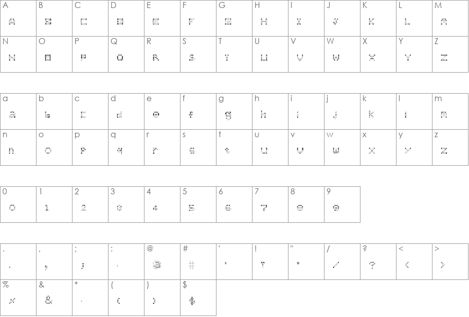KongPanStye font character map preview