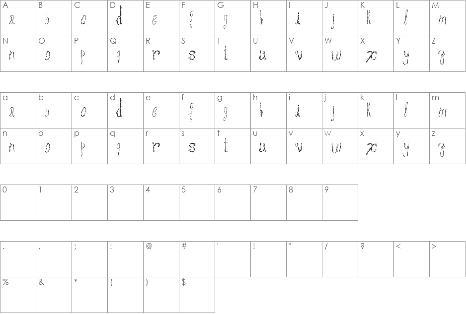 assperiments font character map preview