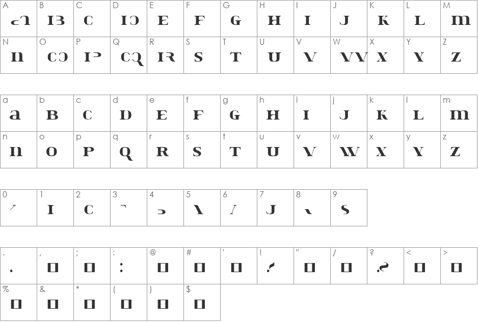 Konstata font character map preview