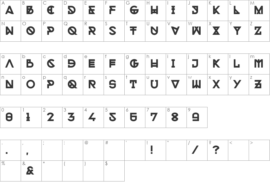 Kontanter font character map preview