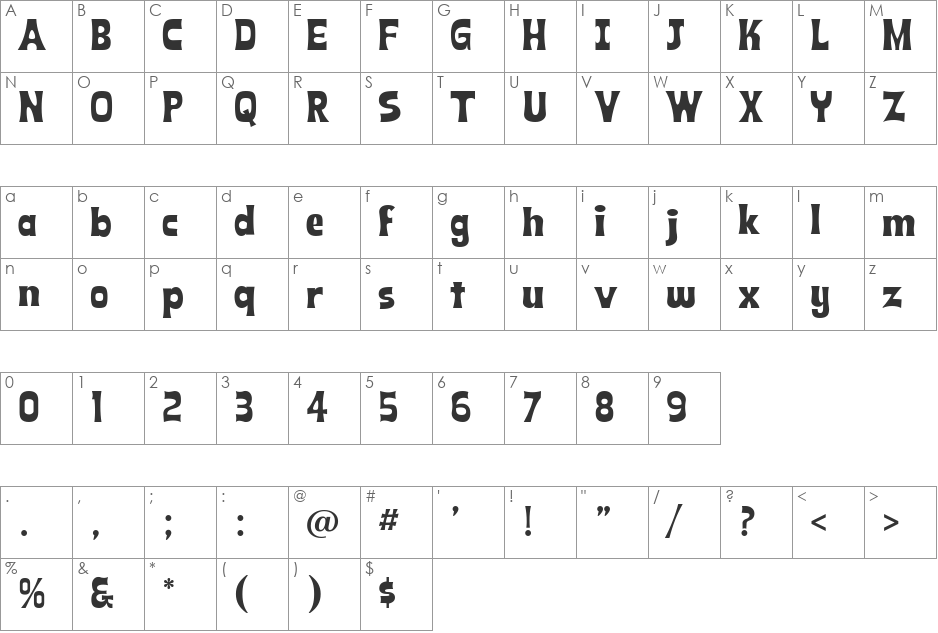 KonTikiTraderJF font character map preview