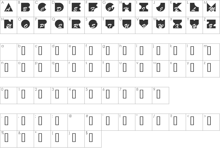 Kontrast font character map preview