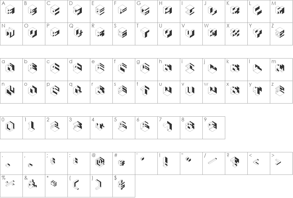 koobz font character map preview