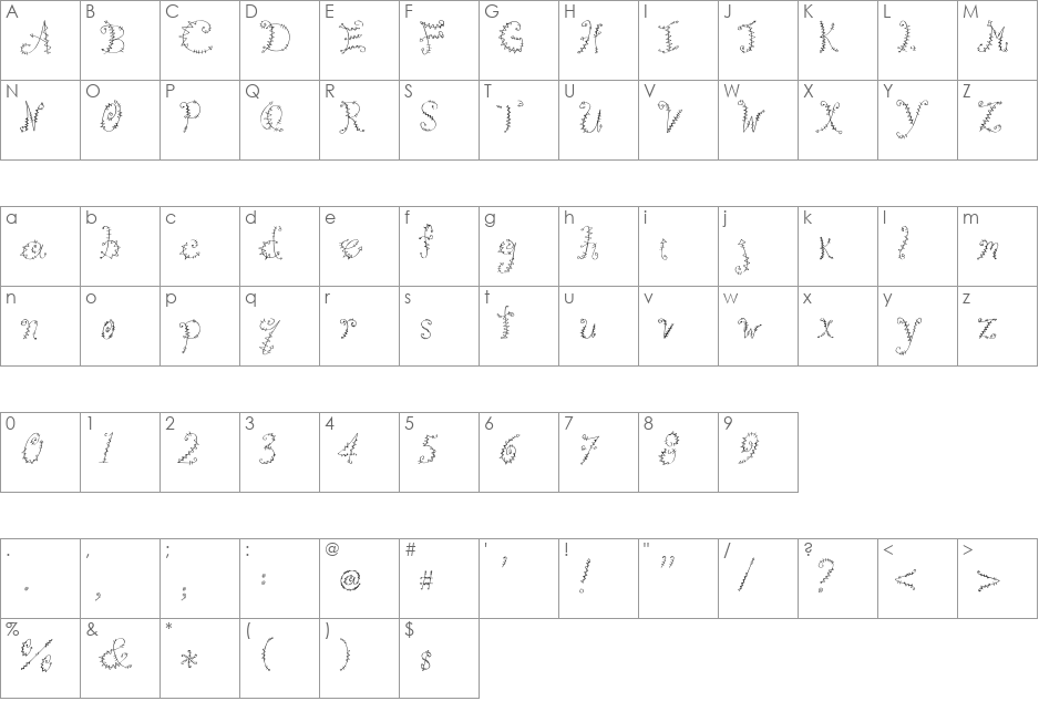 Kookie font character map preview