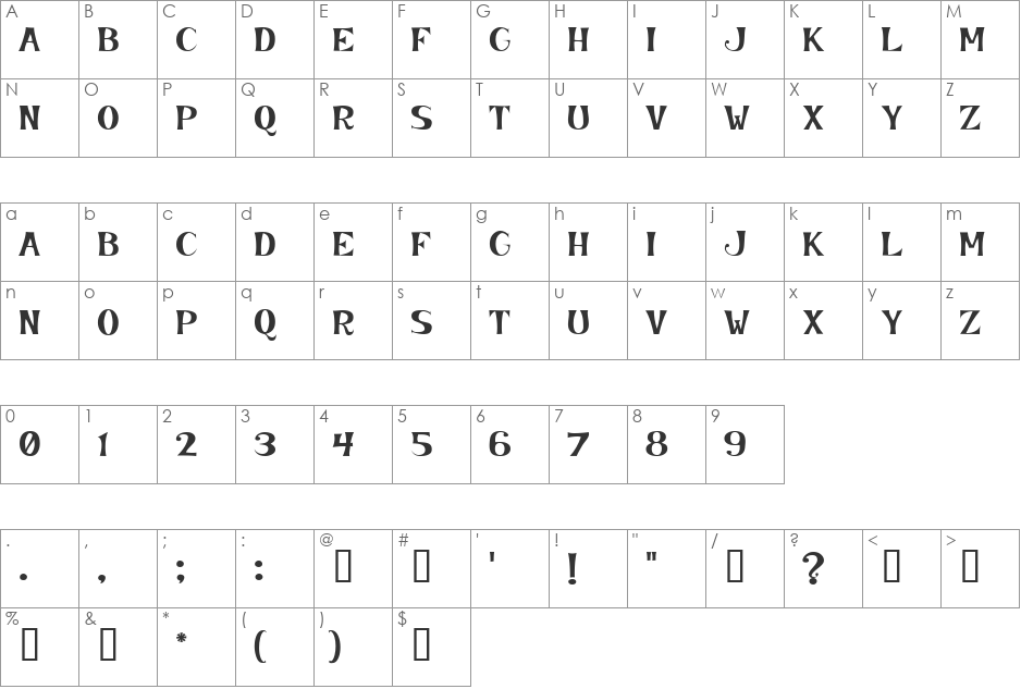 KookyKaps font character map preview
