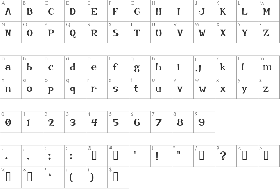KookyRegular font character map preview