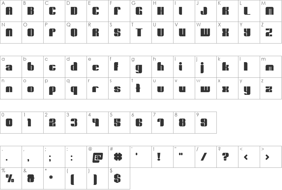 Kool font character map preview