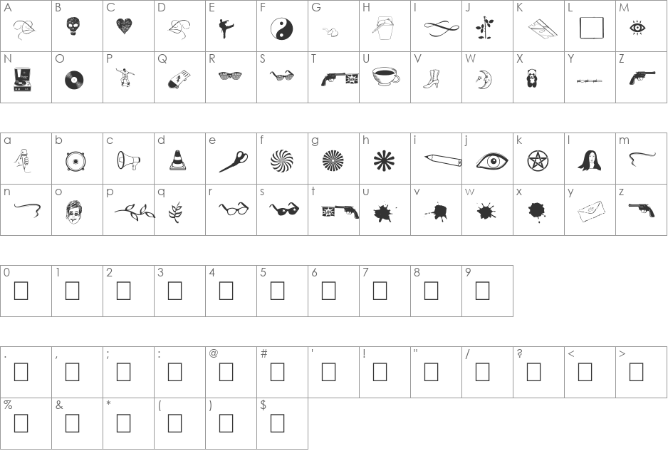 Kool Ding font character map preview