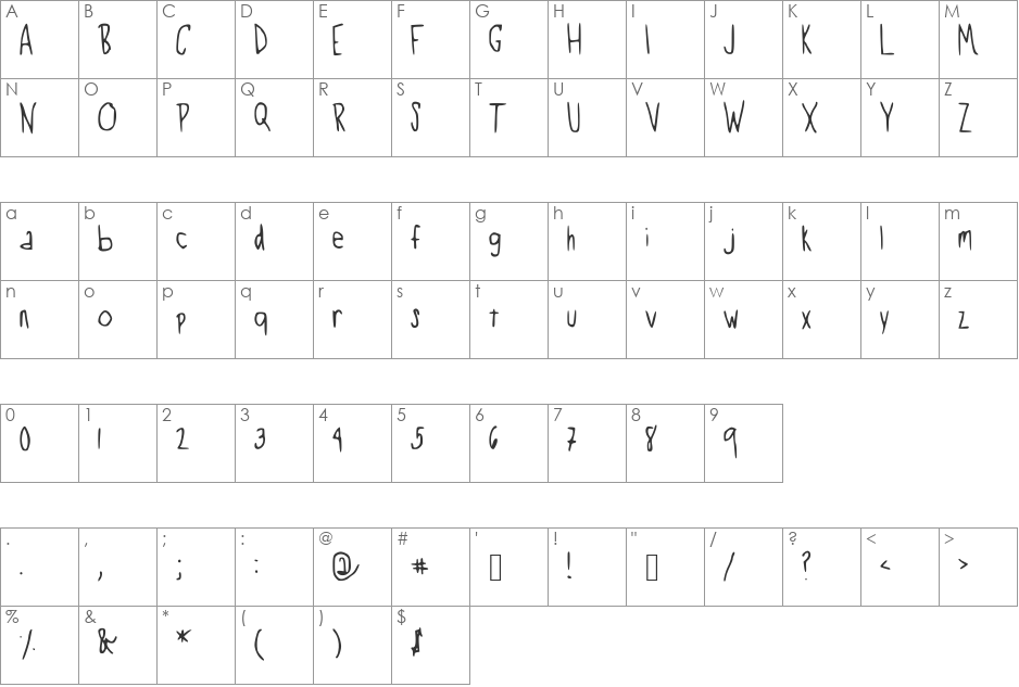 Kool_Katz font character map preview