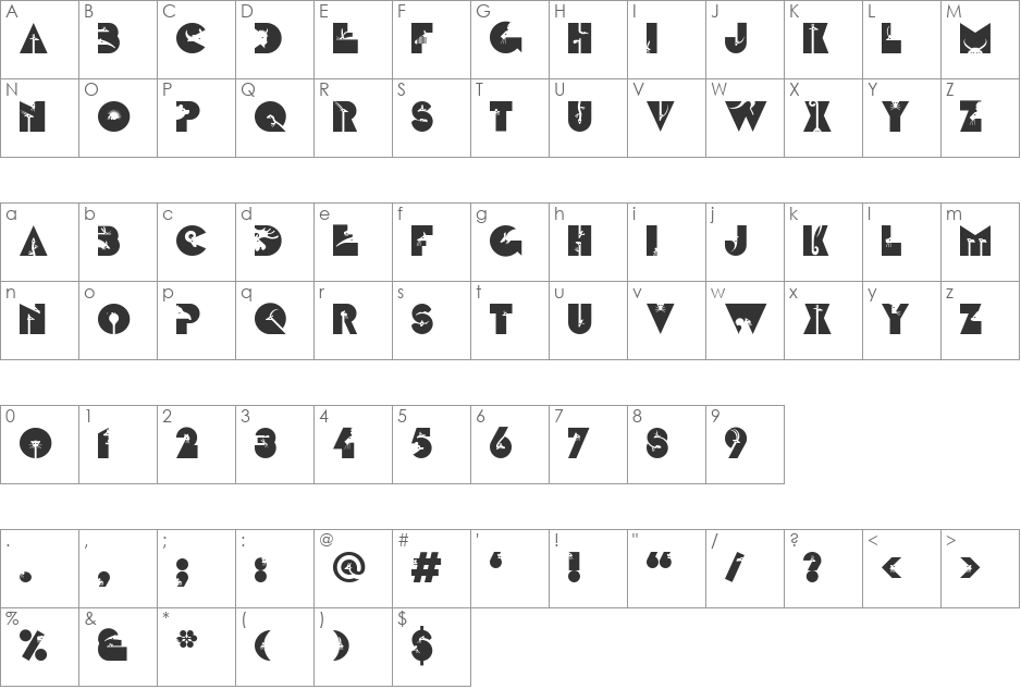 KOPNO font character map preview