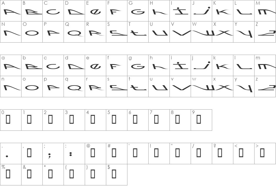 Koran font character map preview