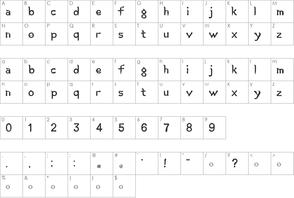 Korean Calligraphy font character map preview