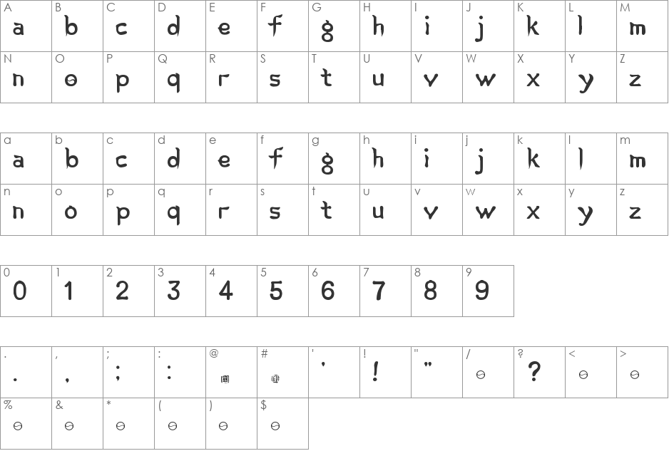 Korean Serif font character map preview