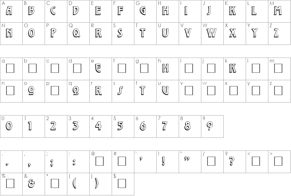 Kornelia font character map preview