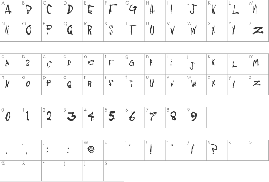 KoRnNet.too.it TALITM font character map preview