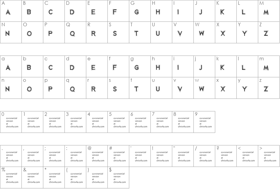 Korriban font character map preview