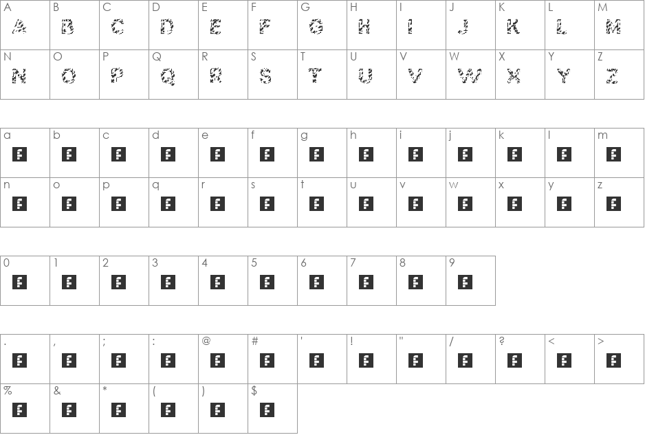 Korruptica font character map preview