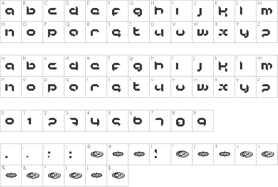 korunishi font character map preview