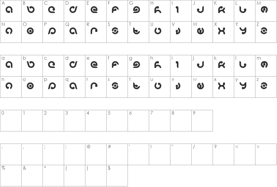 koshima font character map preview