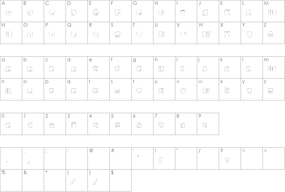 Kosmo Cat font character map preview