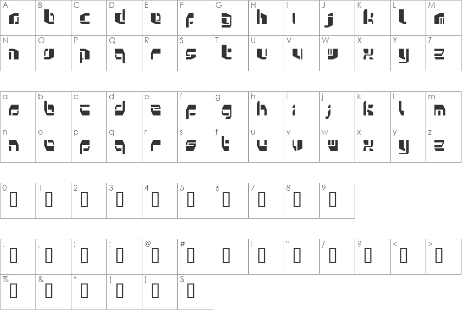 Kosmonaut font character map preview