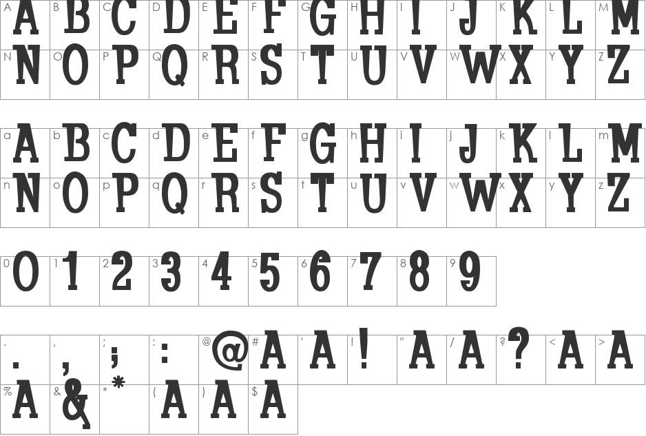 Koulouri font character map preview