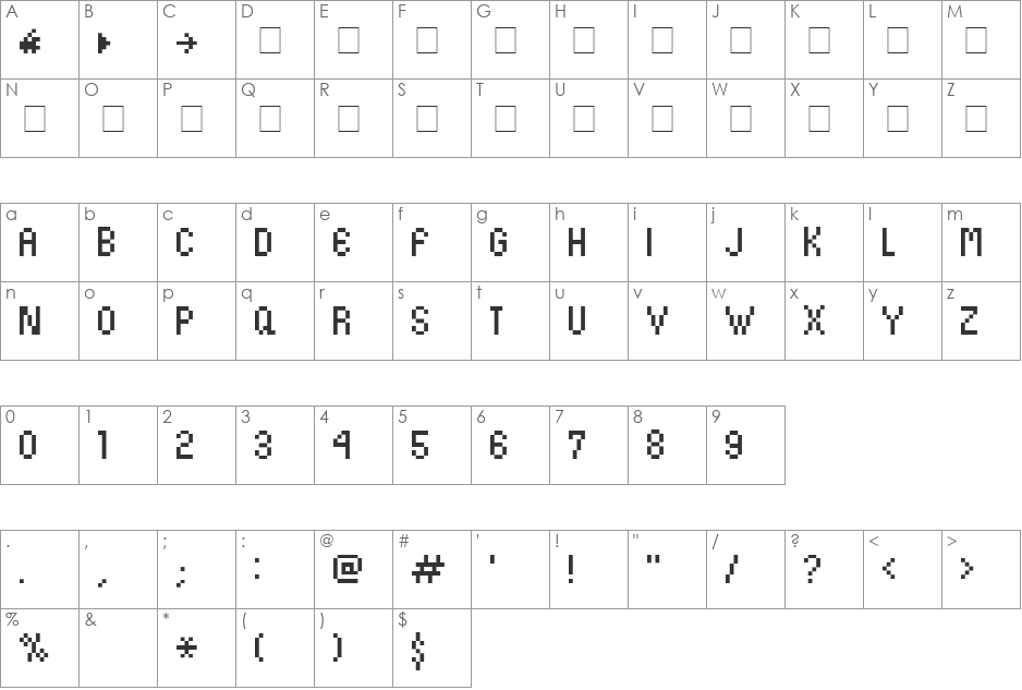 Kovensky-medium font character map preview