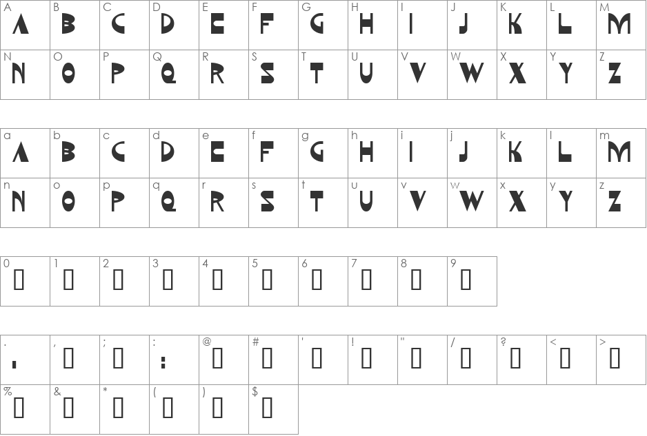 Kozmonauta 2 font character map preview
