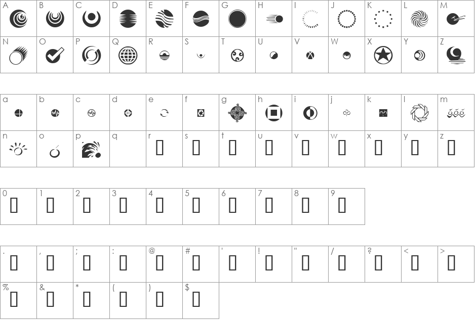 KR A Round font character map preview