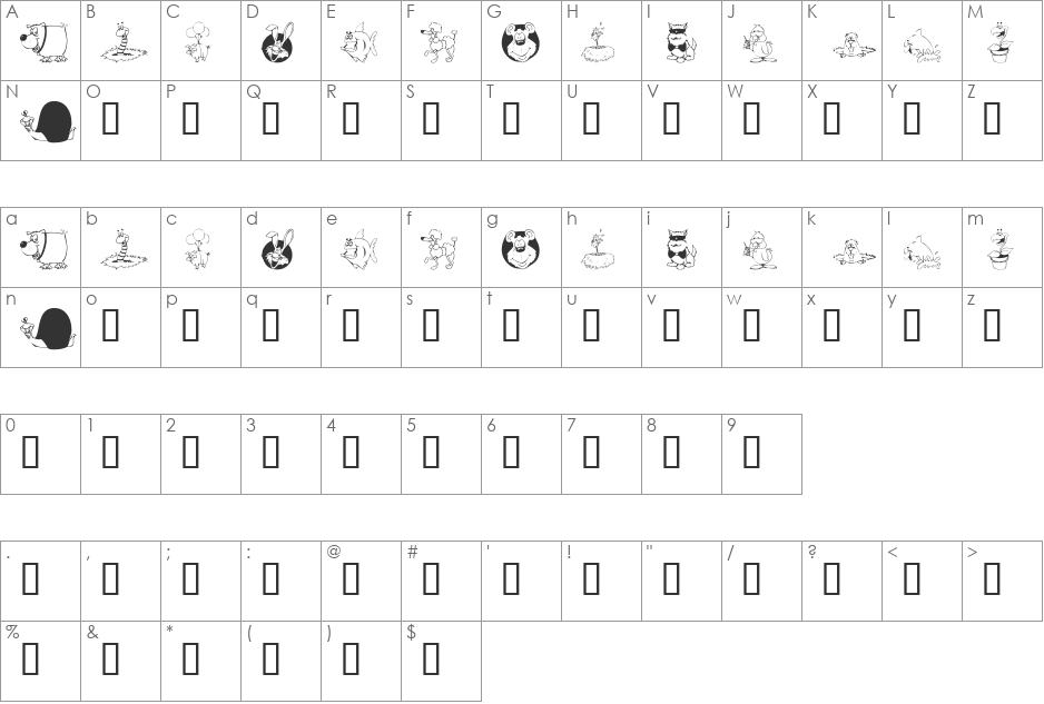 KR All Smiles font character map preview