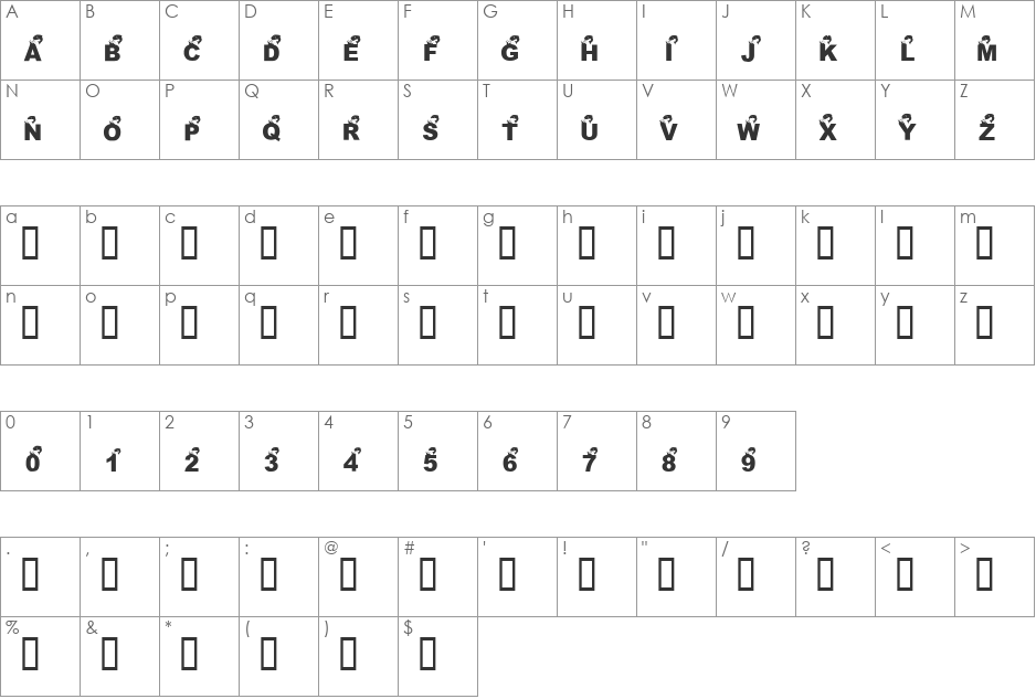 KR Angler font character map preview