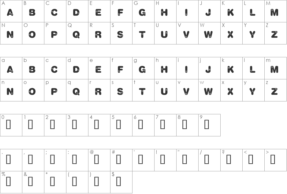 KR Artist font character map preview