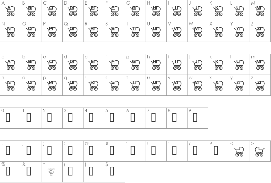 KR Baby B's First Day Out font character map preview