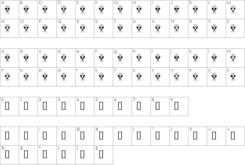 KR BBQ font character map preview