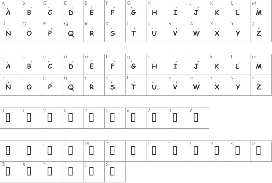 KR Buzzzz font character map preview