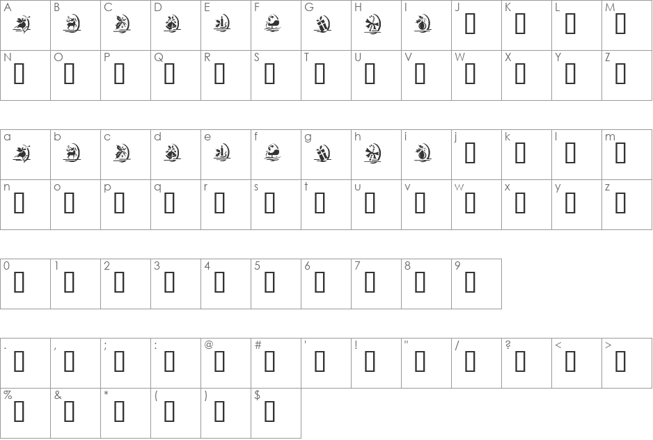 KR Christmas Dings One font character map preview