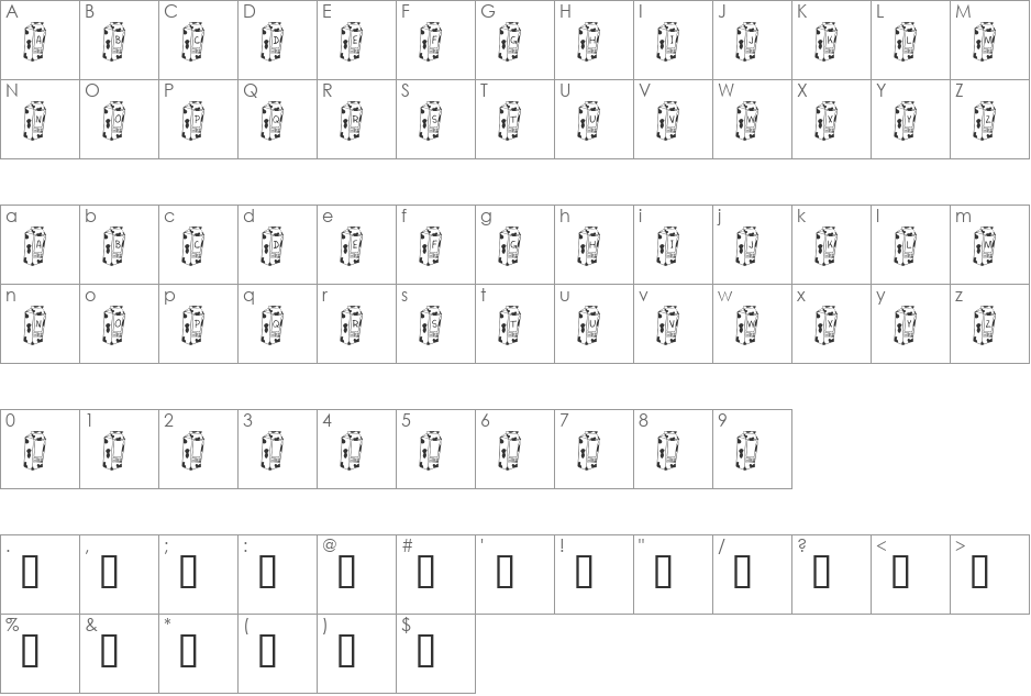 KR Cow Juice font character map preview