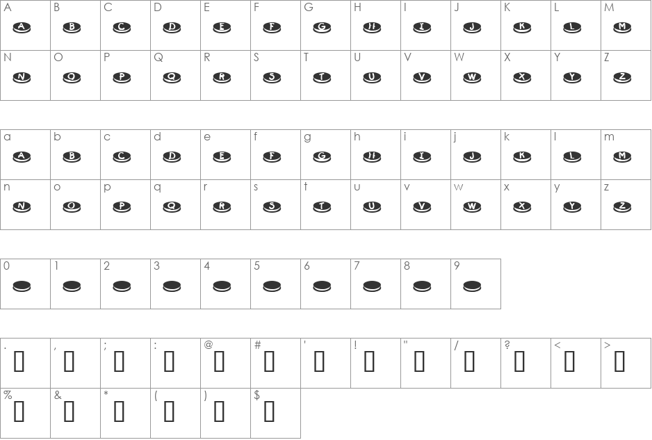 KR Dunkers font character map preview