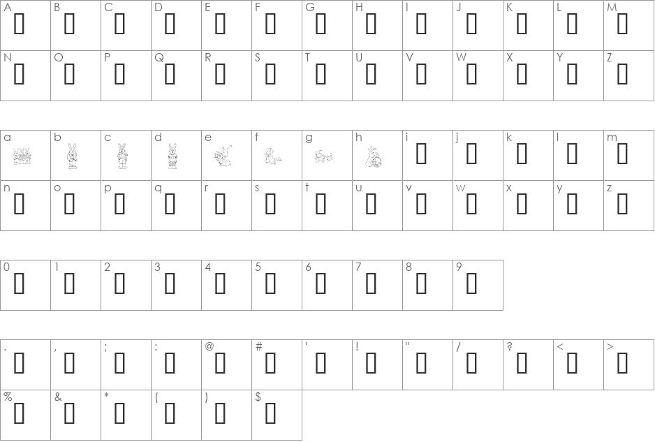 KR Easter Dings font character map preview