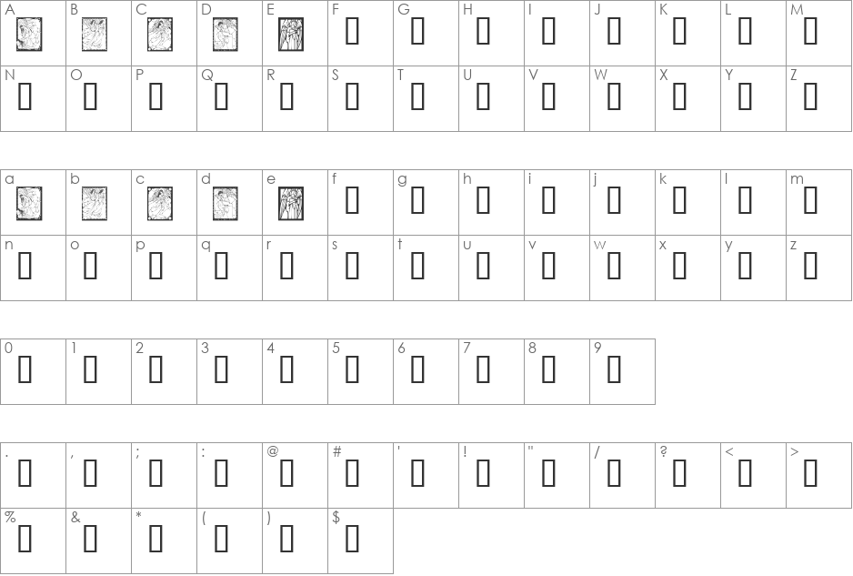 KR Fantastic Angels font character map preview