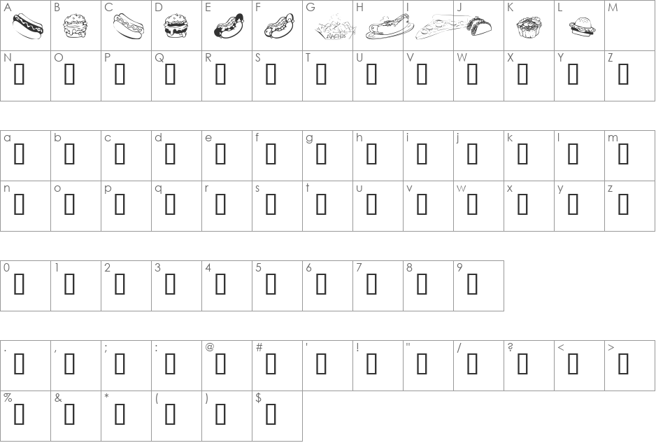 KR Fast Food font character map preview