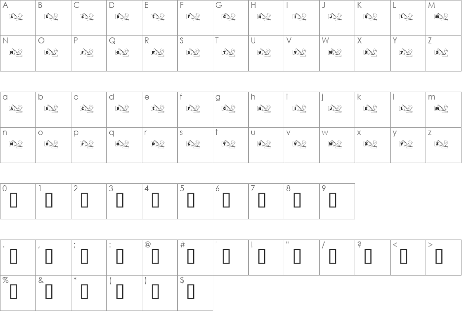 KR Font Fishin font character map preview