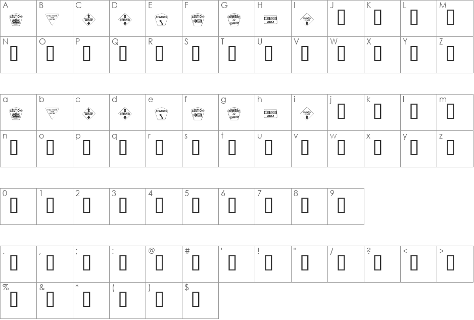 KR Halloween Signs Two font character map preview