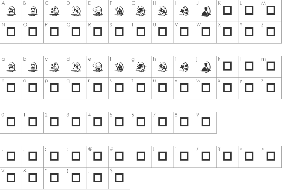 KR Happy Holidays font character map preview