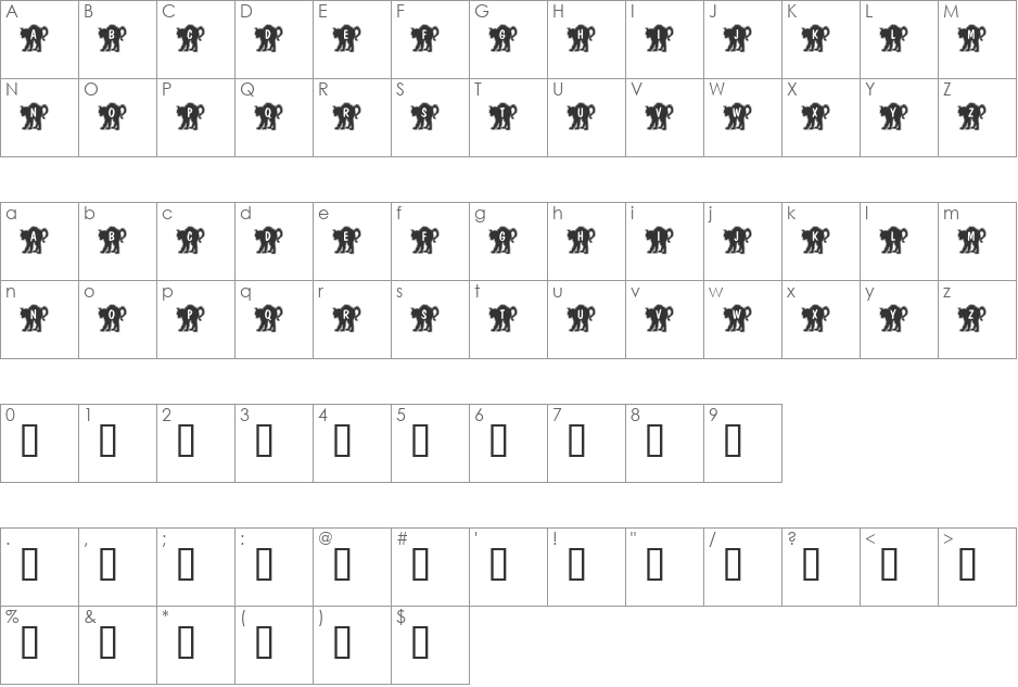 KR Hissy Fit  font character map preview