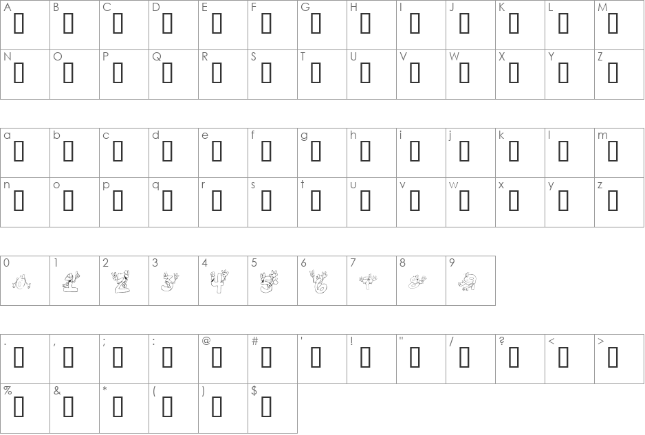 KR I'm This Many! font character map preview