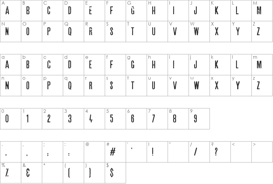 Astounding news font character map preview