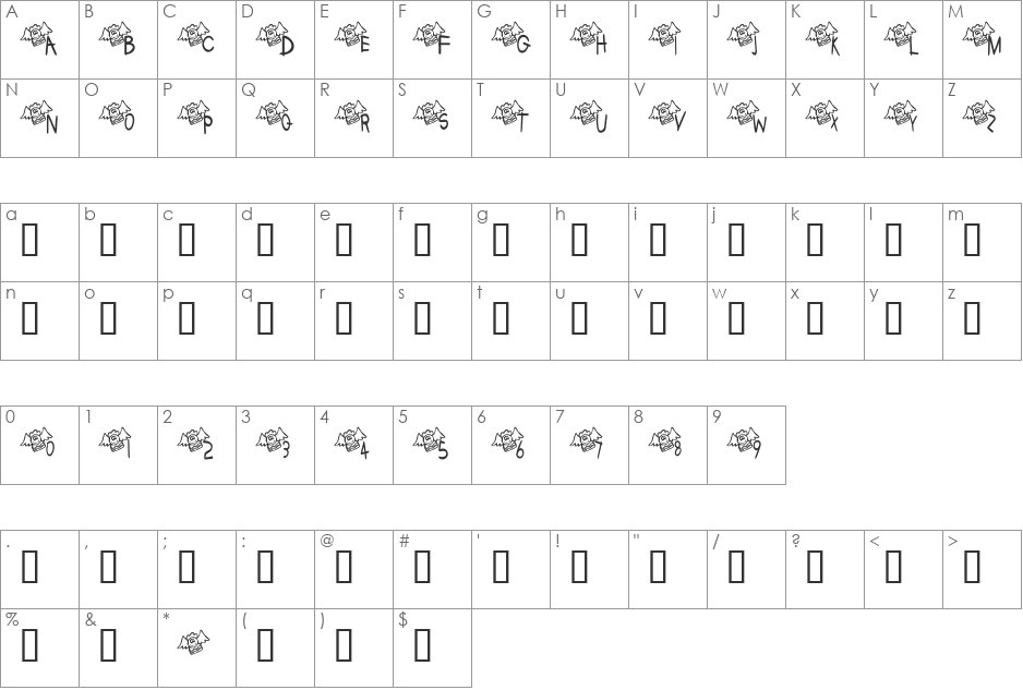 KR Lil Angel font character map preview