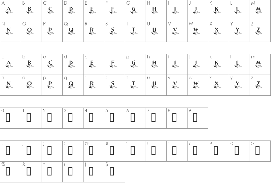 KR Little League font character map preview